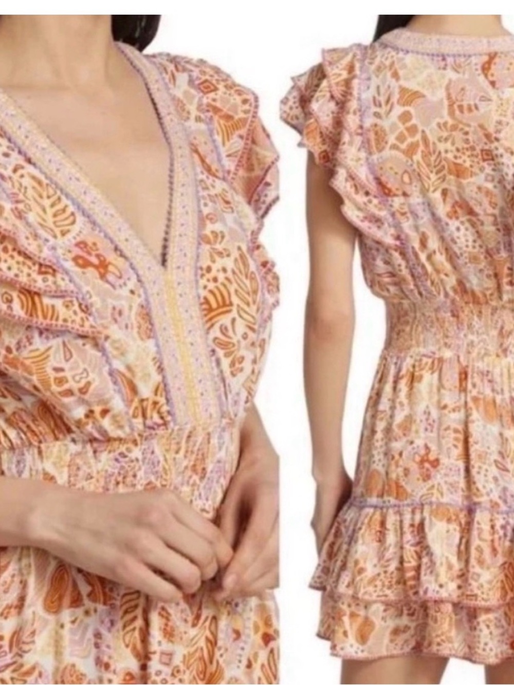Poupette St Barth Camila Orange Floral Mini Dress